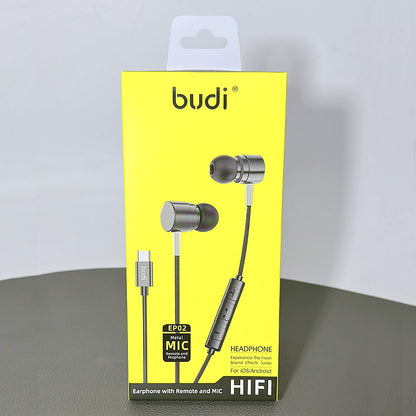Budi HIFI MIC headphone for iOS/Android earphone EP02