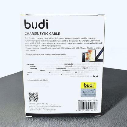 Budi 2m PD 65W Type-C to Type-C cable DC206TT20