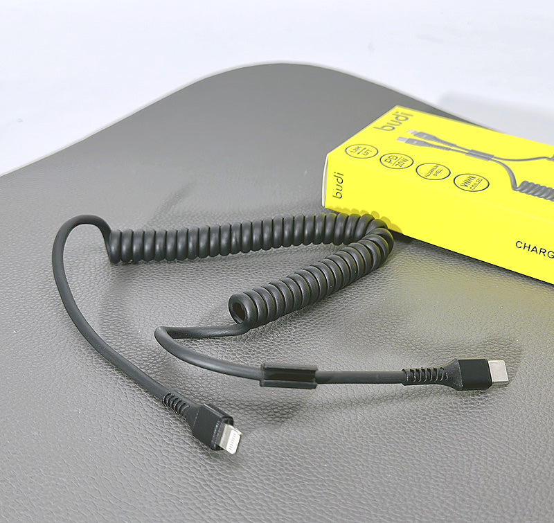 Budi 1.8M PD 20W coiled Type-C to Lightning cable DC210TLS18