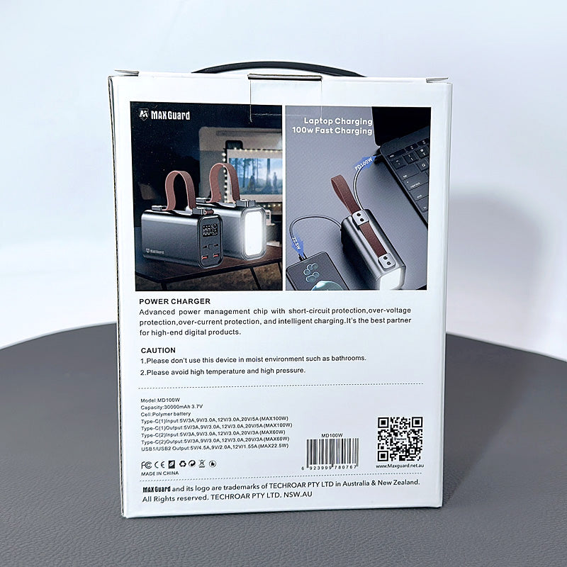 Maxguard 30000 mah PD 100W super fast charging power bank for laptop MD100W