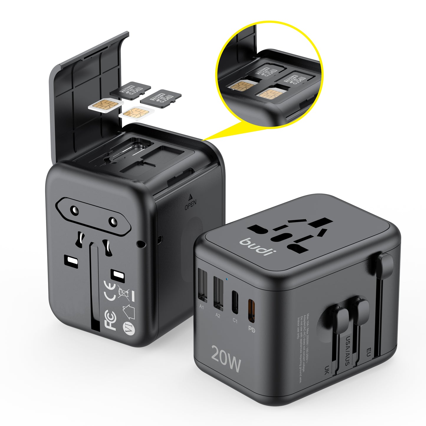 Budi AC358B20 PD 20W Global Travel Charger