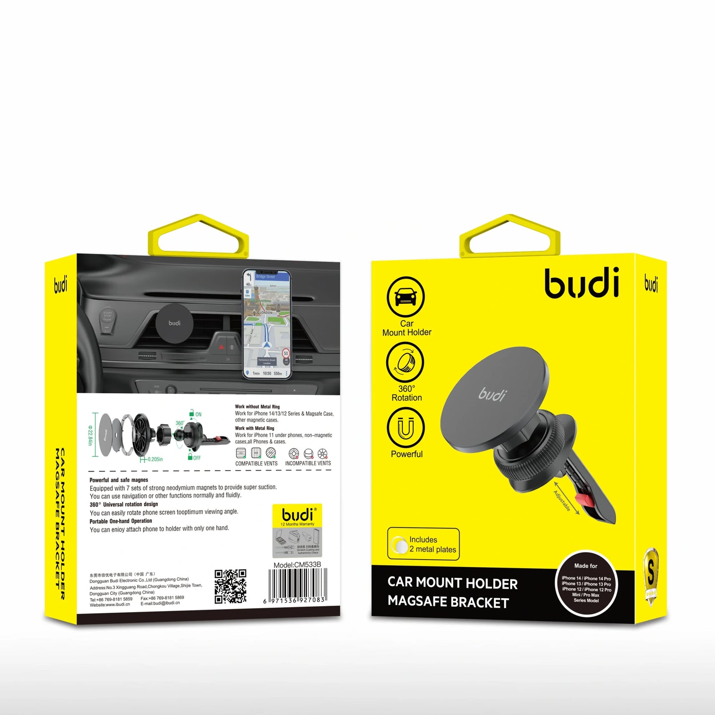 Budi CM533B MagFit Car Mount Holder