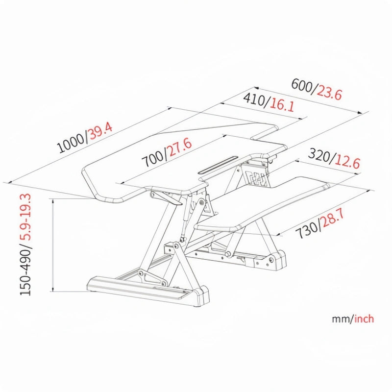 ONLINE Sit Stand Desk Adjustable Riser Ergonomic Work Station Corner 1000x600mm GLD07T
