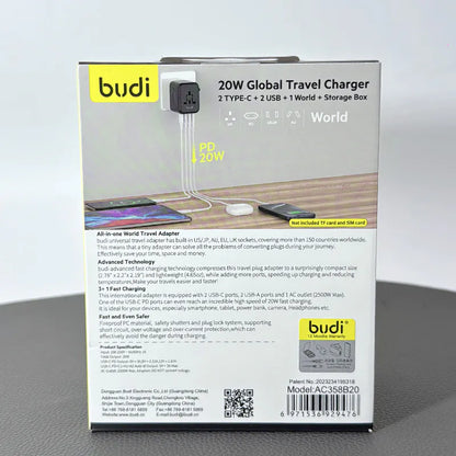 Budi AC358B20 PD 20W Global Travel Charger