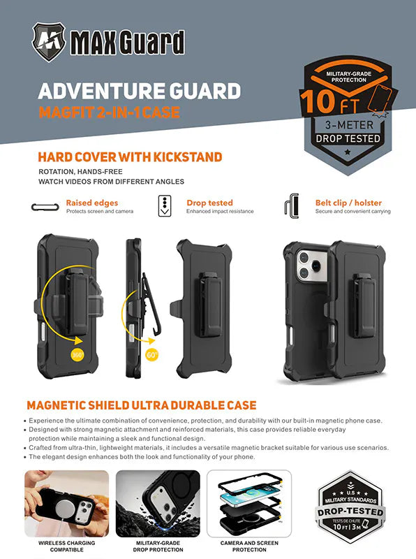 Case for Iphone 17 Pro max 6.9 Maxguard Adventure Guard Magfit 2 in 1