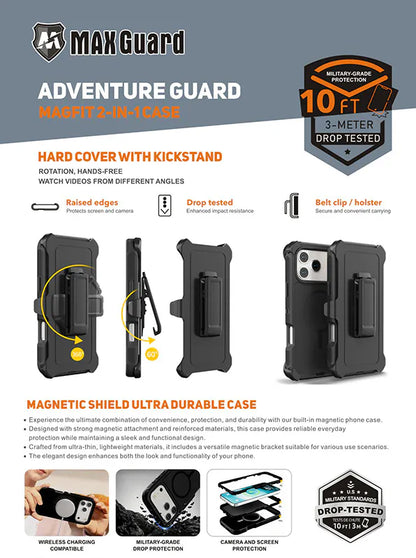 Case for Iphone 16 Pro 6.1 Maxguard Adventure Guard Magfit 2 in 1