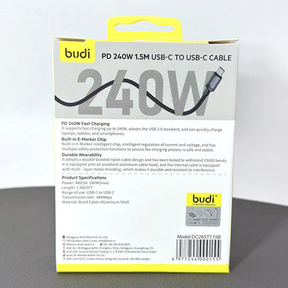Budi DC265TT15B 1.5m 240W Type-C to C Cable