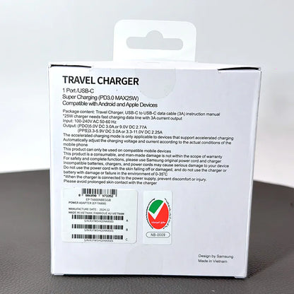SAM OR PD EPTA800NBEGGB 25W wall charger with Type-C to C combo