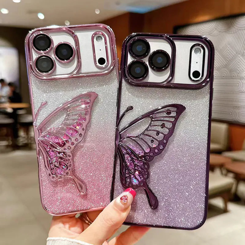 Case for iPhone 17 Pro max 6.9 Kinglink Glitter Sandy Butterfly
