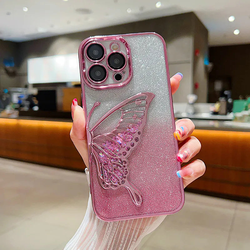 Case for iPhone 17 6.3 Kinglink Glitter Sandy Butterfly