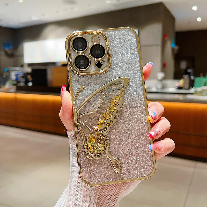 Case for iPhone 17 6.3 Kinglink Glitter Sandy Butterfly