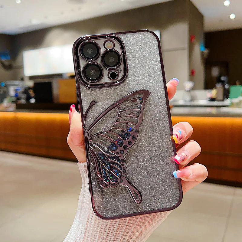 Case for iPhone 17 6.3 Kinglink Glitter Sandy Butterfly