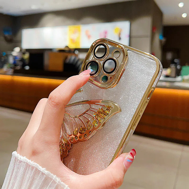Case for iPhone 17 6.3 Kinglink Glitter Sandy Butterfly