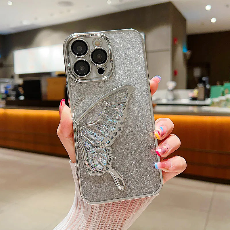 Case for iPhone 17 6.3 Kinglink Glitter Sandy Butterfly