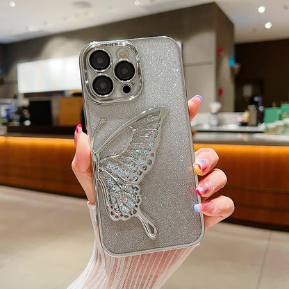 Case for iPhone 17 6.3 Kinglink Glitter Sandy Butterfly