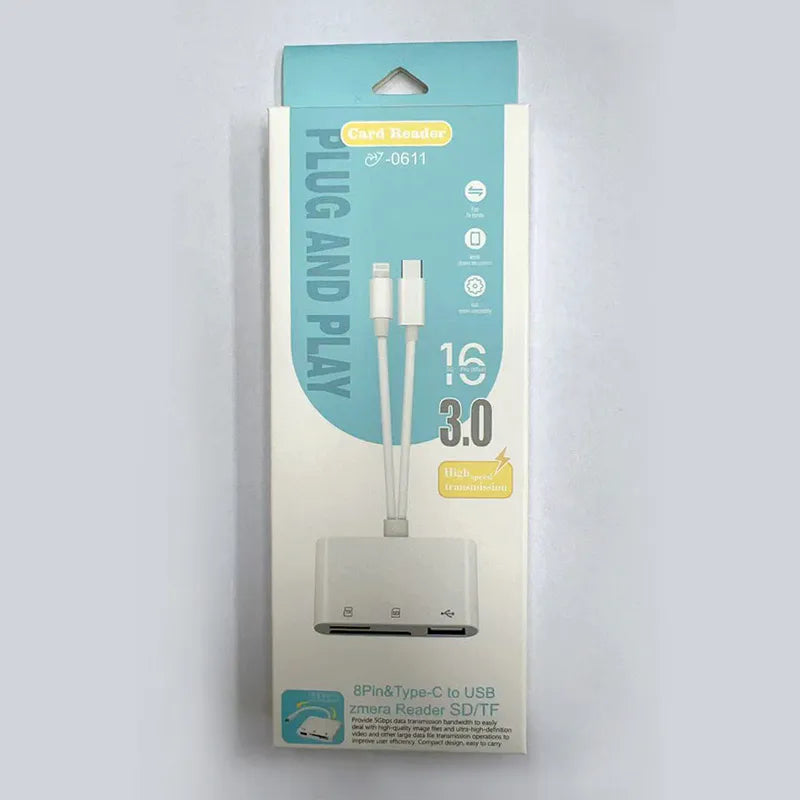8Pin & Type-C to USB zmera Reader SD/TF Card Reader JH0611