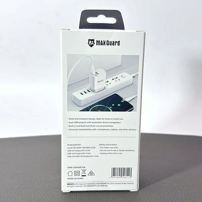 Maxguard KAC01T 2.4A wall charger with USB-A to C combo
