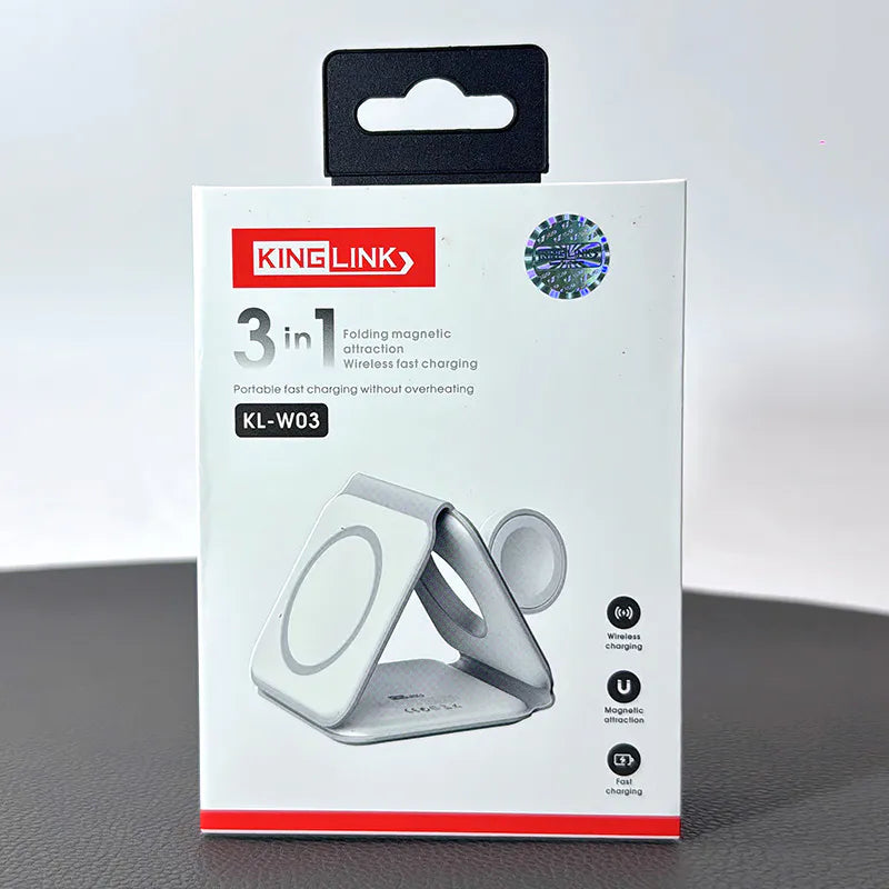 Kinglink KLW03 3 in 1 Folding MagFit Wireless Charger (For apple watch and IOS & android system phone)