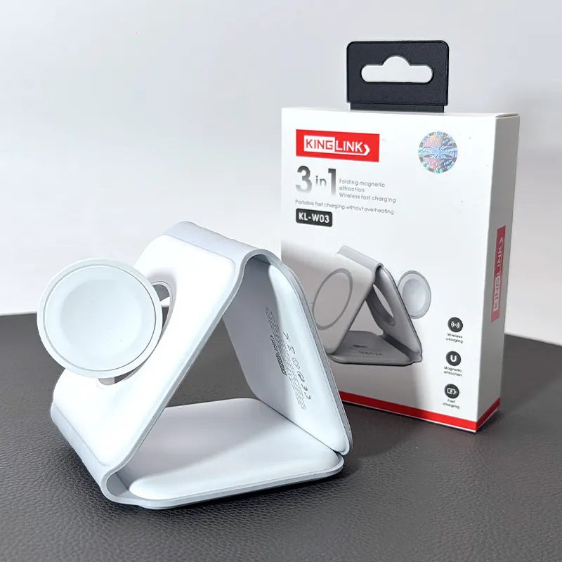 Kinglink KLW03 3 in 1 Folding MagFit Wireless Charger (For apple watch and IOS & android system phone)