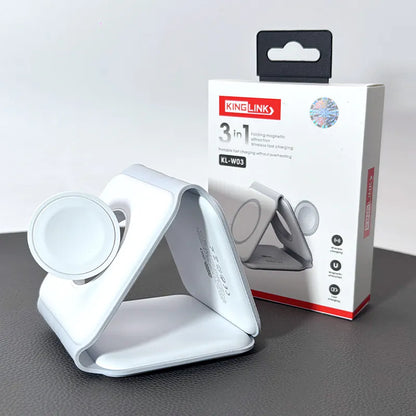 Kinglink KLW03 3 in 1 Folding MagFit Wireless Charger (For apple watch and IOS & android system phone)