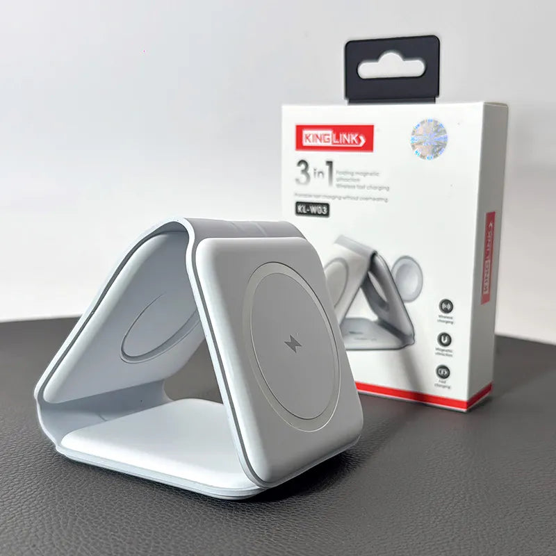 Kinglink KLW03 3 in 1 Folding MagFit Wireless Charger (For apple watch and IOS & android system phone)