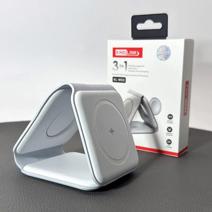 Kinglink KLW03 3 in 1 Folding MagFit Wireless Charger (For apple watch and IOS & android system phone)