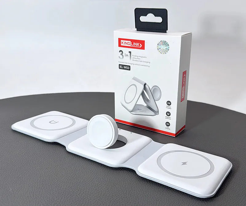 Kinglink KLW03 3 in 1 Folding MagFit Wireless Charger (For apple watch and IOS & android system phone)