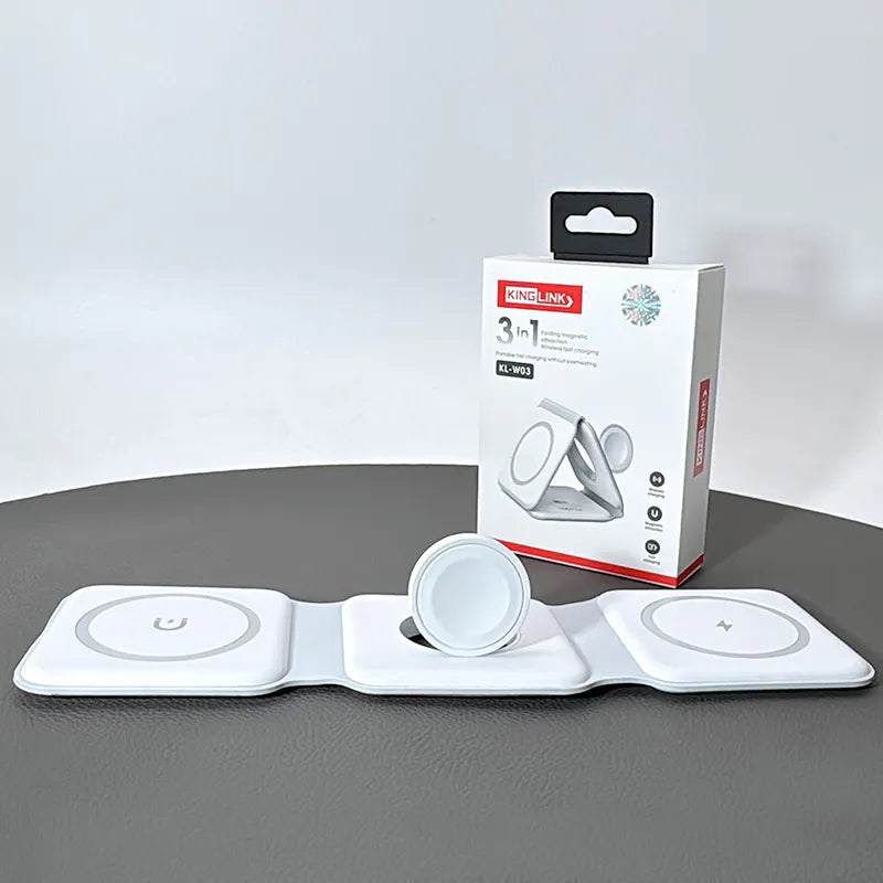 Kinglink KLW03 3 in 1 Folding MagFit Wireless Charger (For apple watch and IOS & android system phone)