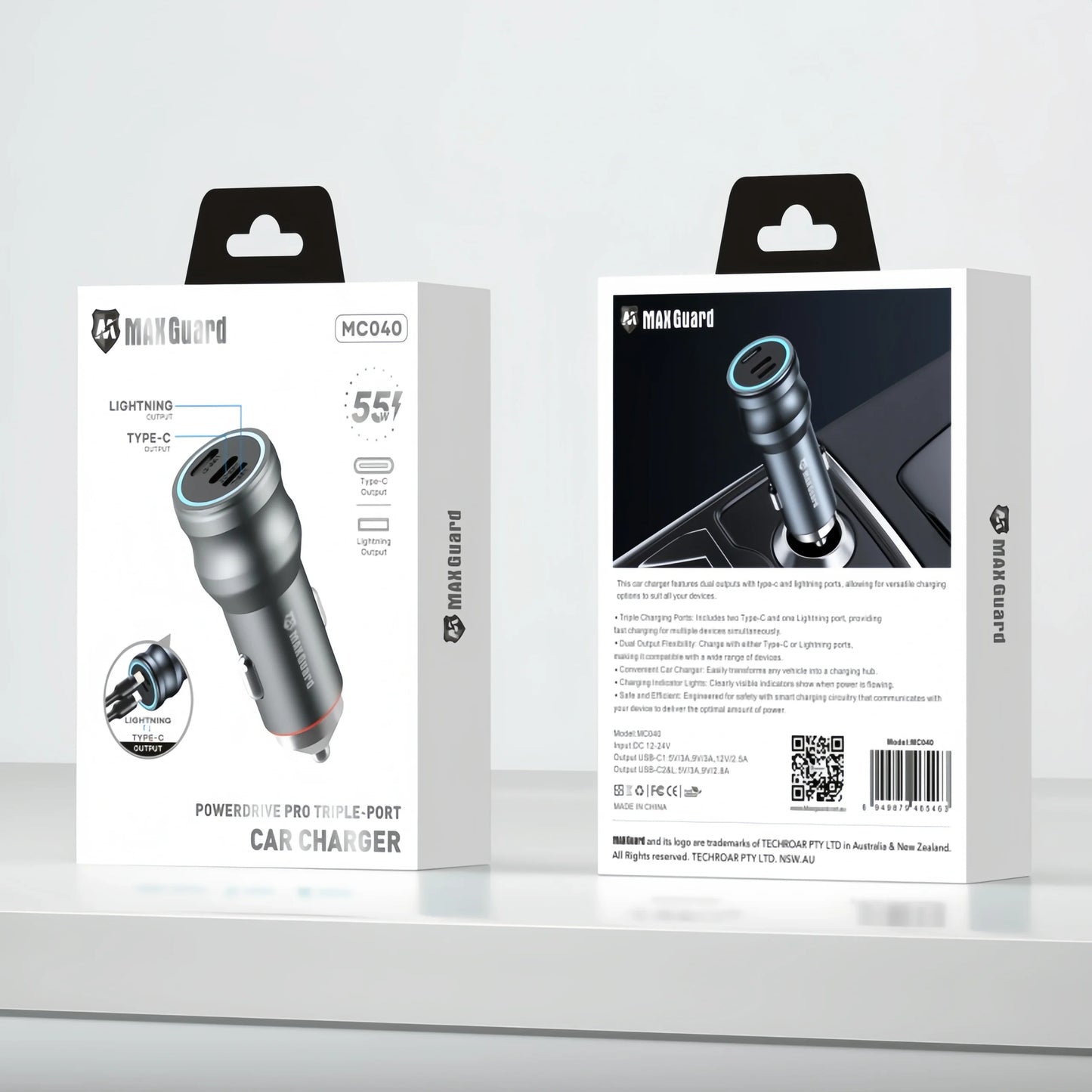Maxguard MC040 55W USB C+C car charger