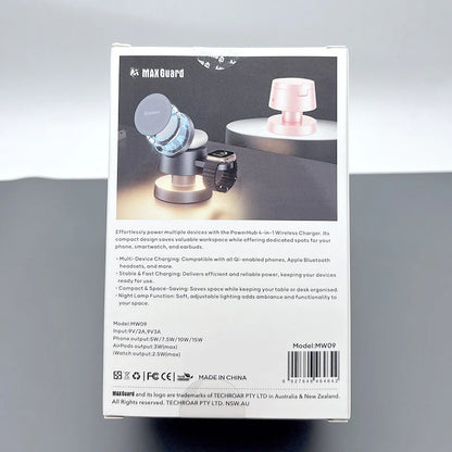 Maxguard MW09 4 in 1 15W Hub Wireless Charger ( For apple watch and IOS & android system phone)