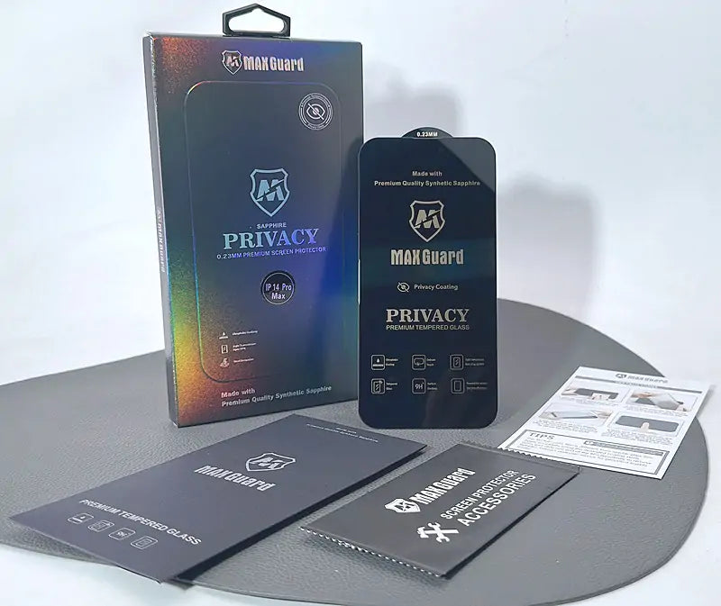 Premium privacy 0.23mm Maxguard glass screen protector (Synthetic Sapphire) for iPhone