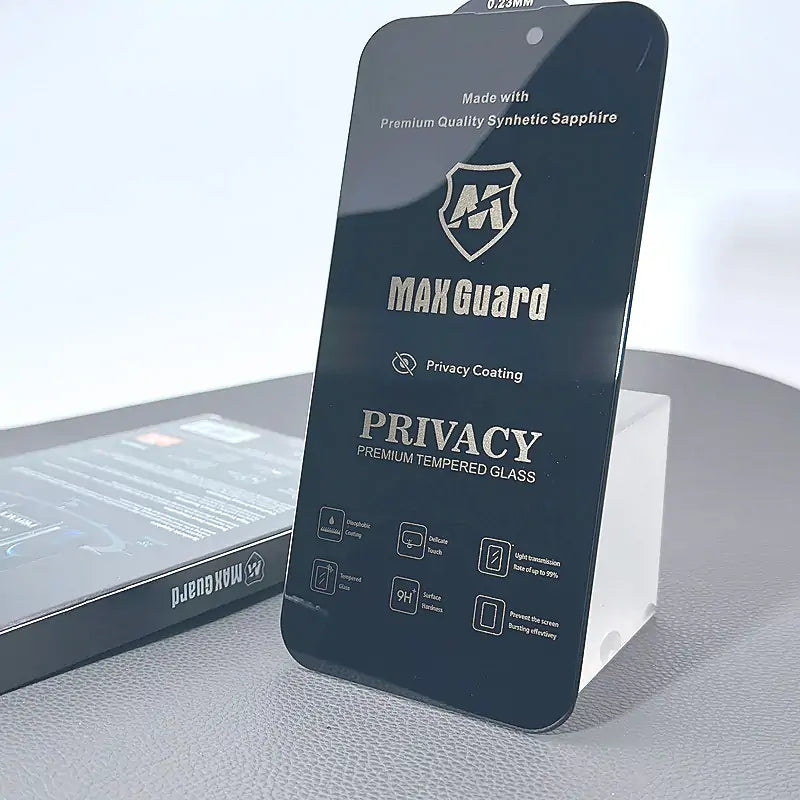 Premium privacy 0.23mm Maxguard glass screen protector (Synthetic Sapphire) for iPhone