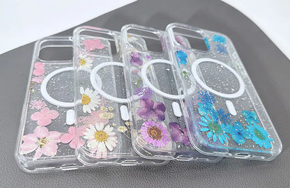 Case for Iphone 16 6.1 Kinglink Real Flower Blossom MagFit
