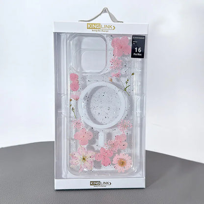 Case for Iphone 16 6.1 Kinglink Real Flower Blossom MagFit