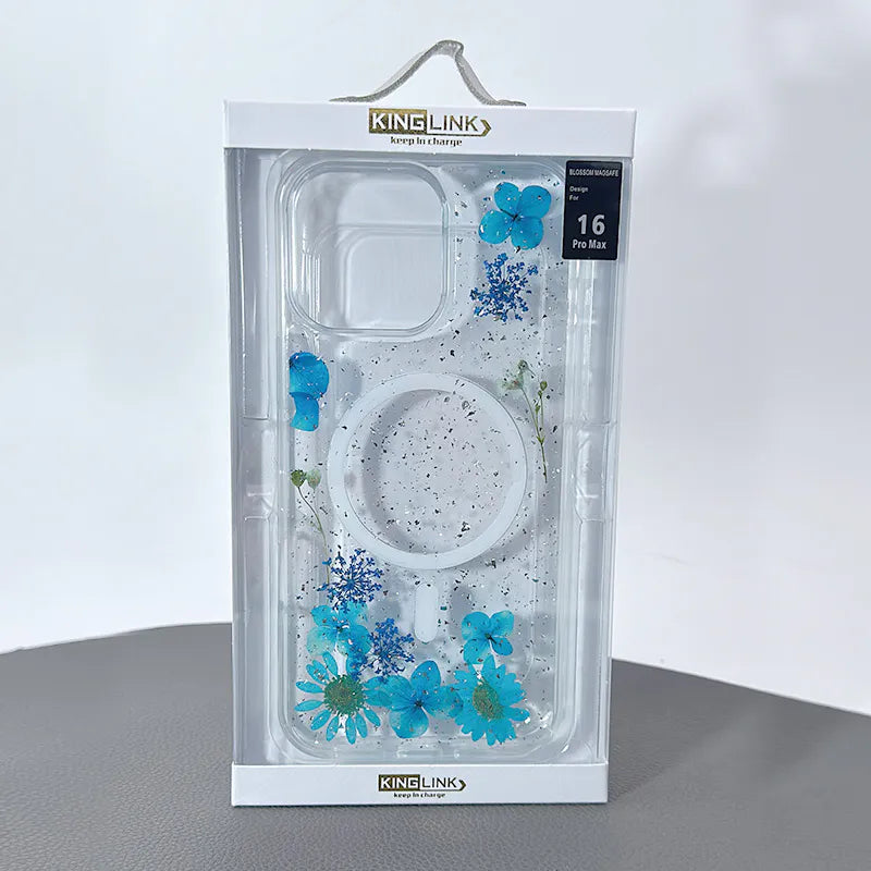 Case for Iphone 16 6.1 Kinglink Real Flower Blossom MagFit