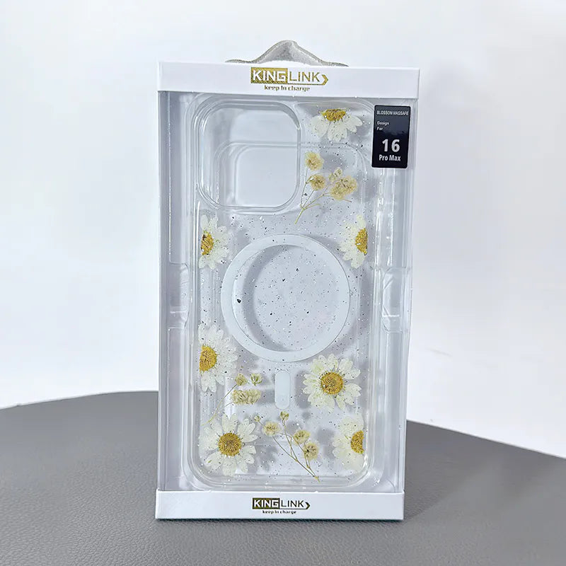 Case for Iphone 16 6.1 Kinglink Real Flower Blossom MagFit