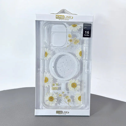 Case for Iphone 15 6.1 Kinglink Real Flower Blossom MagFit
