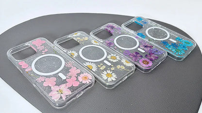 Case for Iphone 14 Pro 6.1 Kinglink Real Flower Blossom MagFit