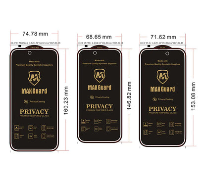 Premium privacy 0.23mm Maxguard glass screen protector (Synthetic Sapphire) for iPhone
