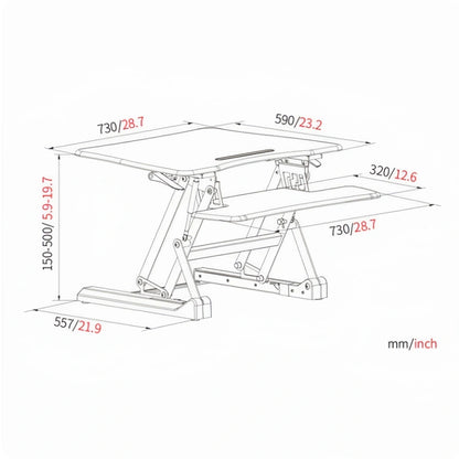 ONLINE Sit Stand Desk Adjustable Riser Ergonomic Work Station 730x590mm GLD07S