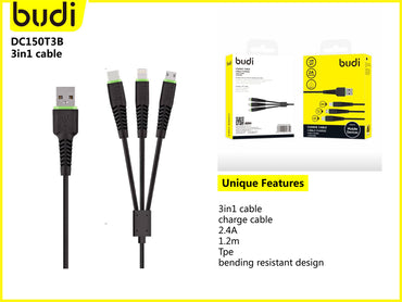 Budi 1.2m 3 in 1 faster cable 150t3