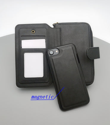 iPhone ipX leather megshi magnetic zip wallet handholding trap case