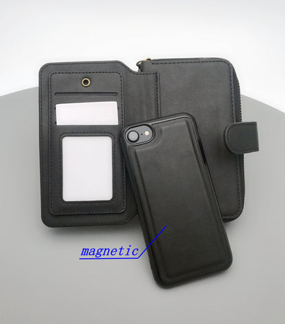 iPhone ipX leather megshi magnetic zip wallet handholding trap case