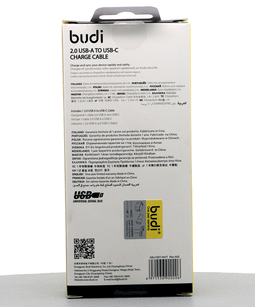 Budi 1m 2.4A Type-C fast cable M8J158T