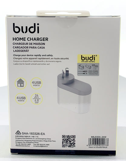 Budi 24W 4 USB home charger M8J030A