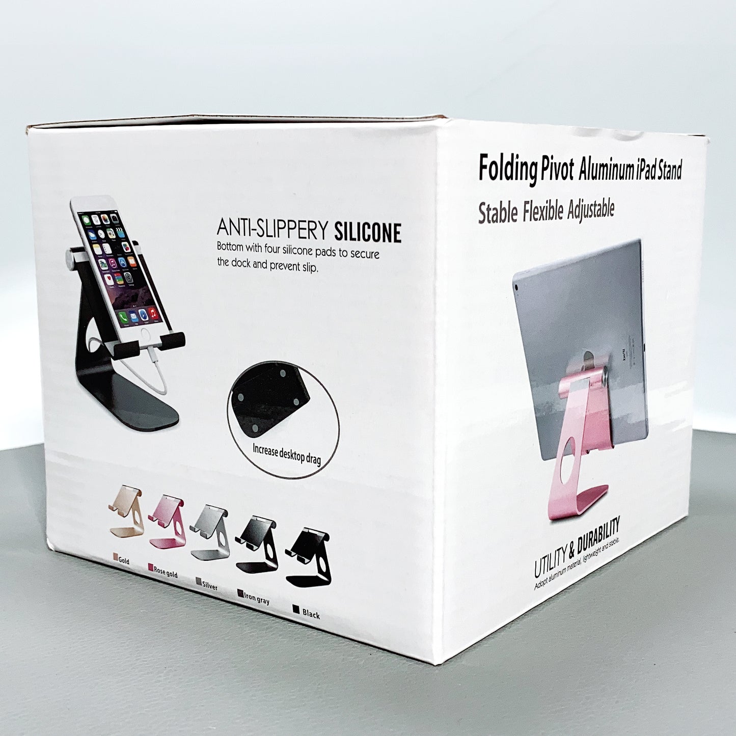 Folding pivot aluminum iPad stand holder