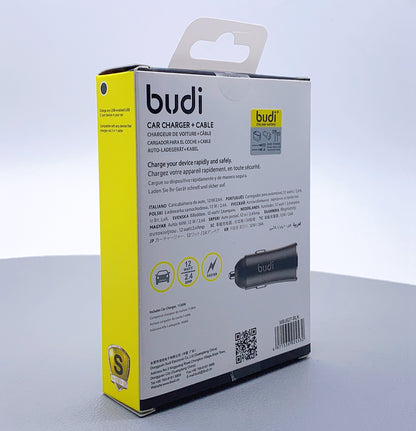 Budi 12W 2 USB car charger with 3 in 1 cable M8J627
