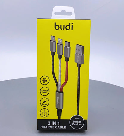 Budi 1m 3 in 1 charge cable DC203A8