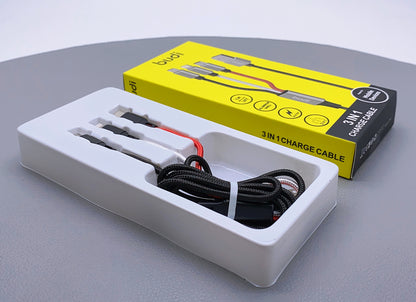 Budi 1m 3 in 1 charge cable DC203A8