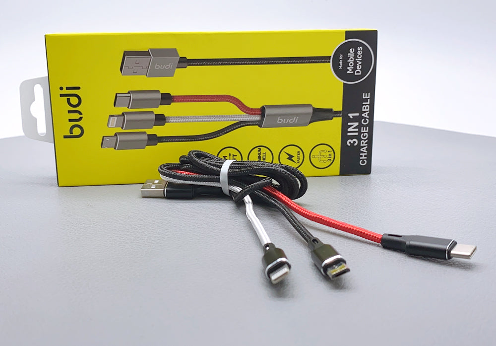 Budi 1m 3 in 1 charge cable DC203A8